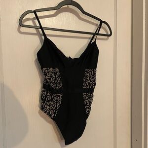 Black Patterned Victoria Secret Bodysuit